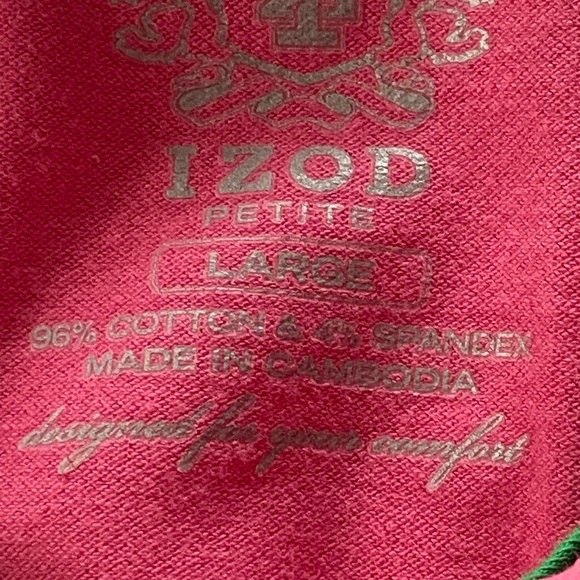 Izod Pink Cap Sleeve Polo Button Front Knit Shirt Size Large Petite - Picture 3 of 11